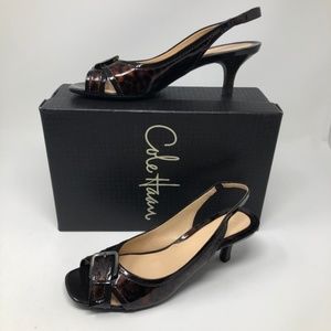 NEW Cole Haan Tortoise Slingback Heels Sz 9AA